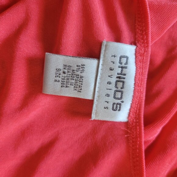 Chicos Travelers Red Tank Top Size 2 Slinky Stretchy Large - Picture 4 of 5
